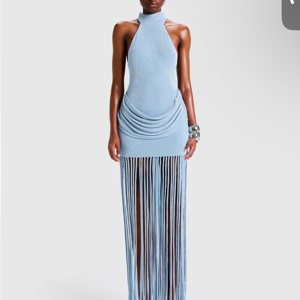Elegant Blue Halter Dress
